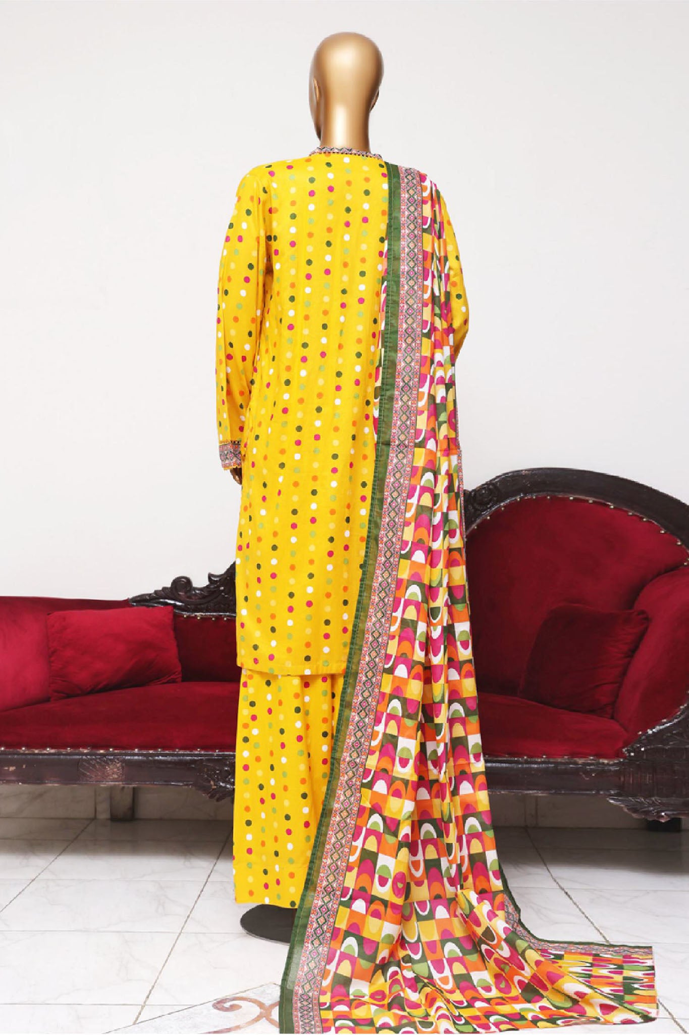Bin Saeed Exclusive Printed Lawn With Farshi Shalwar Vol-04 Collection'2025-NSM-2121-Yellow