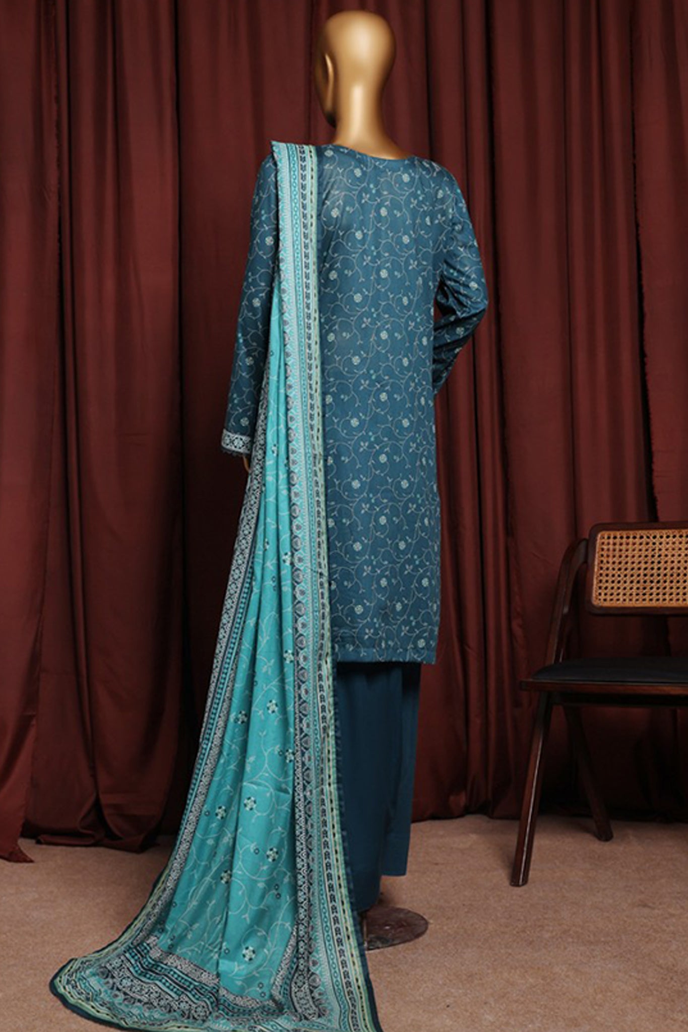 Bin Saeed Exclusive Printed Lawn With Farshi Shalwar Vol-06 Collection'2025-NSM-2165-Blue