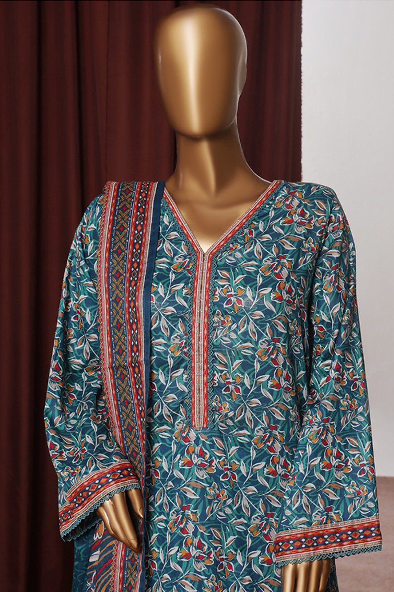 Bin Saeed Exclusive Printed Lawn With Farshi Shalwar Vol-06 Collection'2025-NSM-2166-Ferozi
