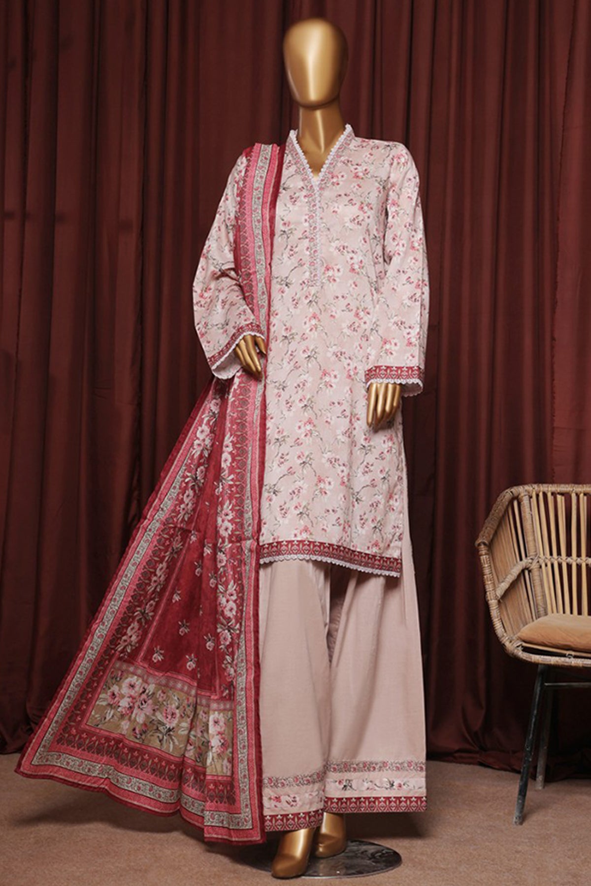 Bin Saeed Exclusive Printed Lawn With Farshi Shalwar Vol-06 Collection'2025-NSM-2170-Pink