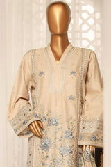 Bin Saeed Stitched 3 Piece Luxury Plain Cotton With Printed Back Collection'2025-NSM-2180-Skin