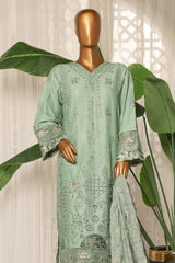Bin Saeed Stitched 3 Piece Luxury Plain Cotton With Printed Back Collection'2025-NSM-2181-Mint