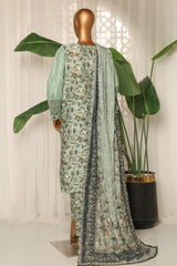 Bin Saeed Stitched 3 Piece Luxury Plain Cotton With Printed Back Collection'2025-NSM-2181-Mint