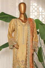 Bin Saeed Stitched 3 Piece Luxury Plain Cotton With Printed Back Collection'2025-NSM-2184-Cream