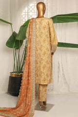 Bin Saeed Stitched 3 Piece Luxury Plain Cotton With Printed Back Collection'2025-NSM-2184-Cream