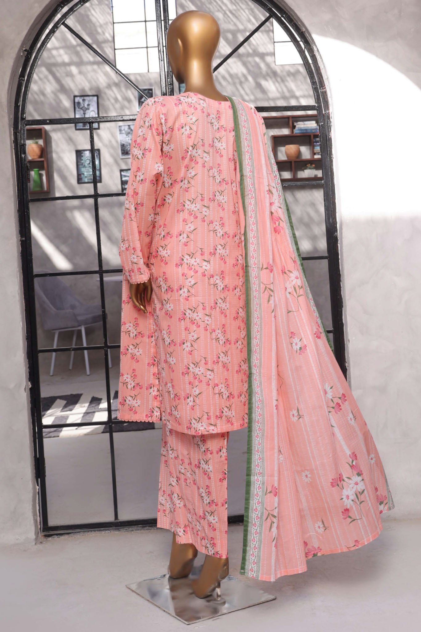 Bin Saeed Stitched 3 Piece Exclusive Printed Lawn Vol-07 Collection'2025-NSM-2196-Pink
