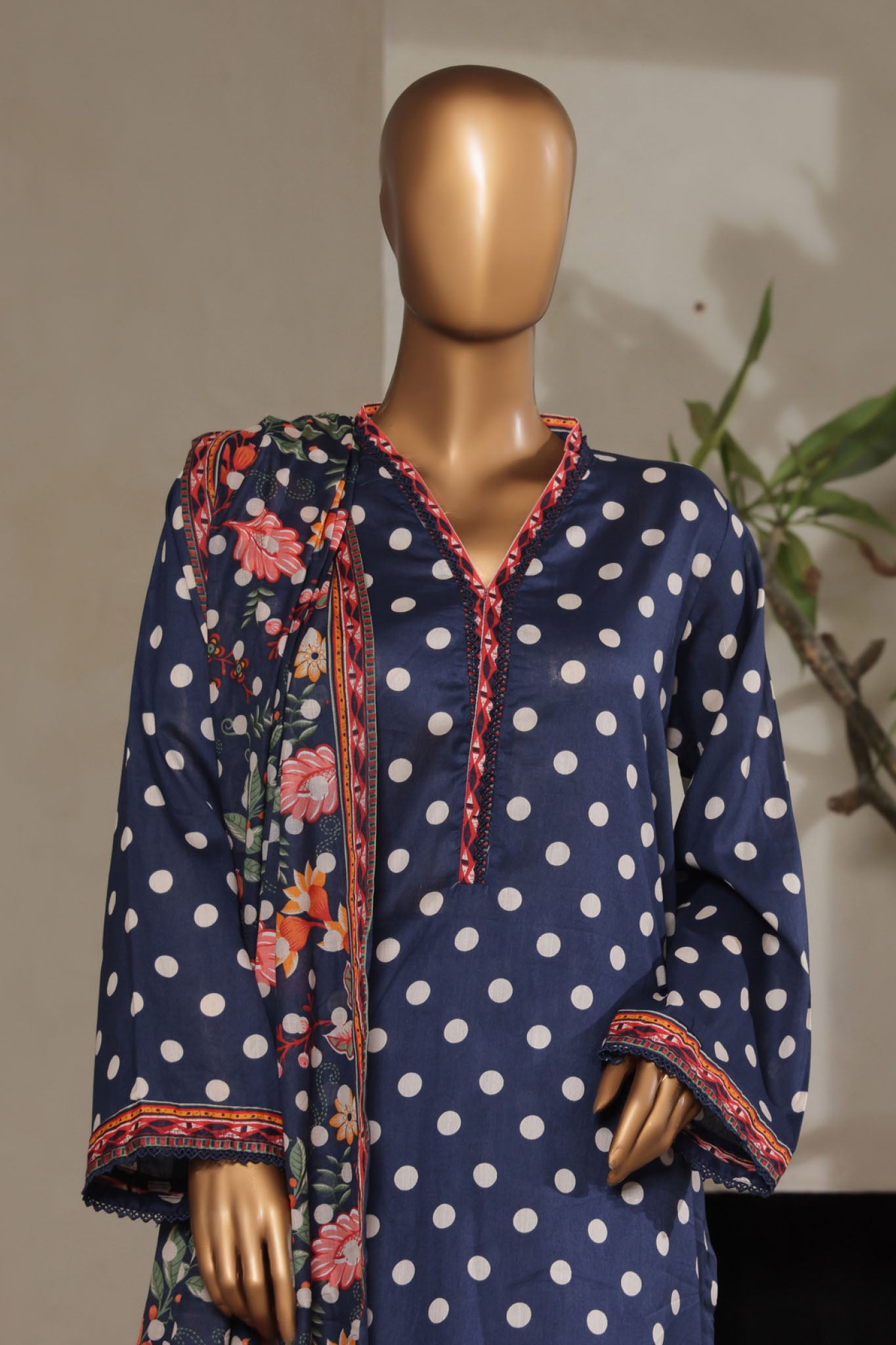 Bin Saeed Stitched 3 Piece Exclusive Printed Lawn Vol-07 Collection'2025-NSM-2198-Navy Blue