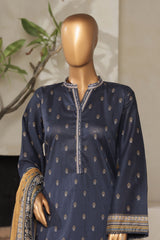 Bin Saeed Stitched 3 Piece Exclusive Printed Lawn Vol-07 Collection'2025-NSM-2199-Navy Blue