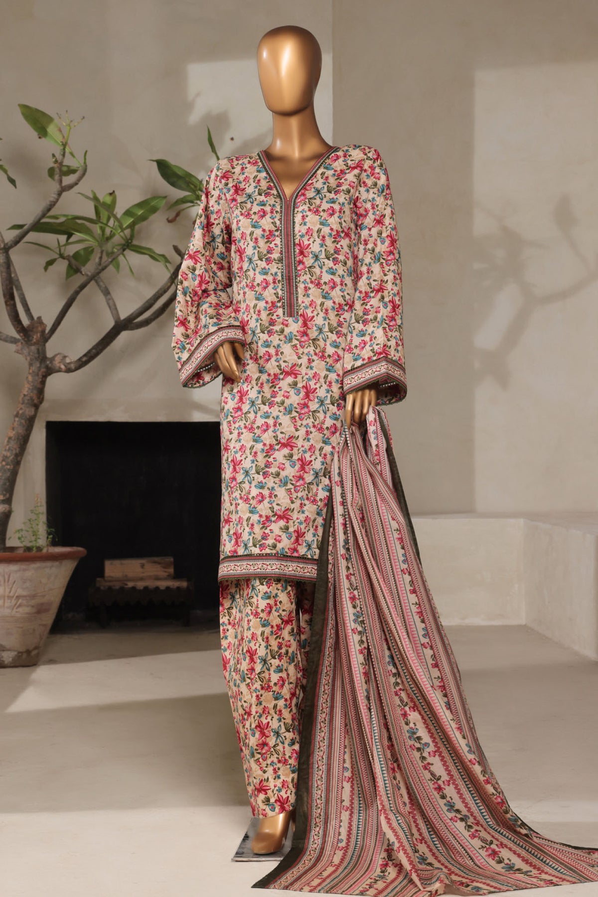 Bin Saeed Stitched 3 Piece Exclusive Printed Lawn Vol-07 Collection'2025-NSM-2206-Multi