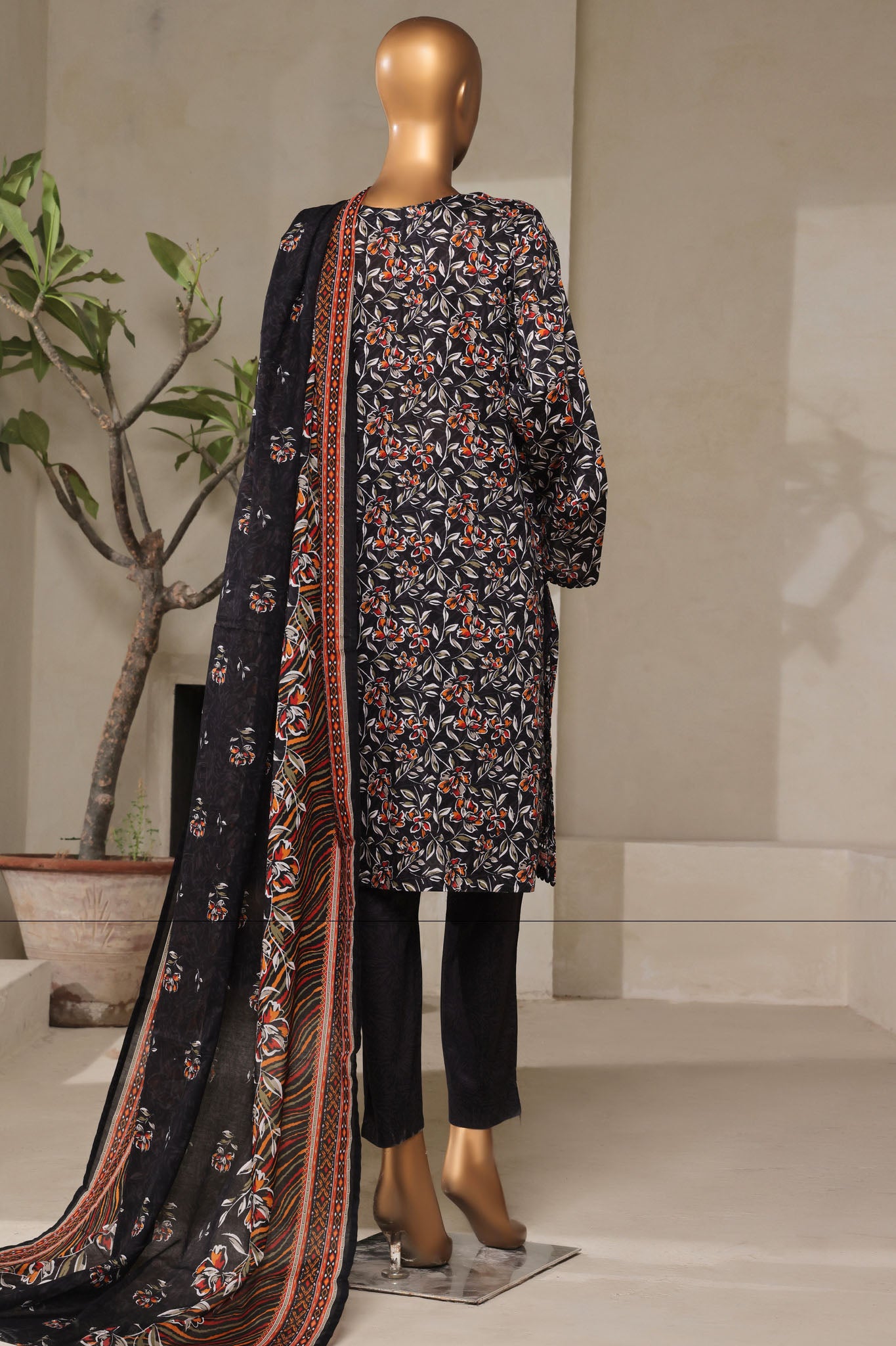 Bin Saeed Stitched 3 Piece Exclusive Printed Lawn Vol-07 Collection'2025-NSM-2207-Black