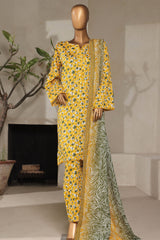 Bin Saeed Stitched 3 Piece Exclusive Printed Lawn Vol-07 Collection'2025-NSM-2208-Yellow