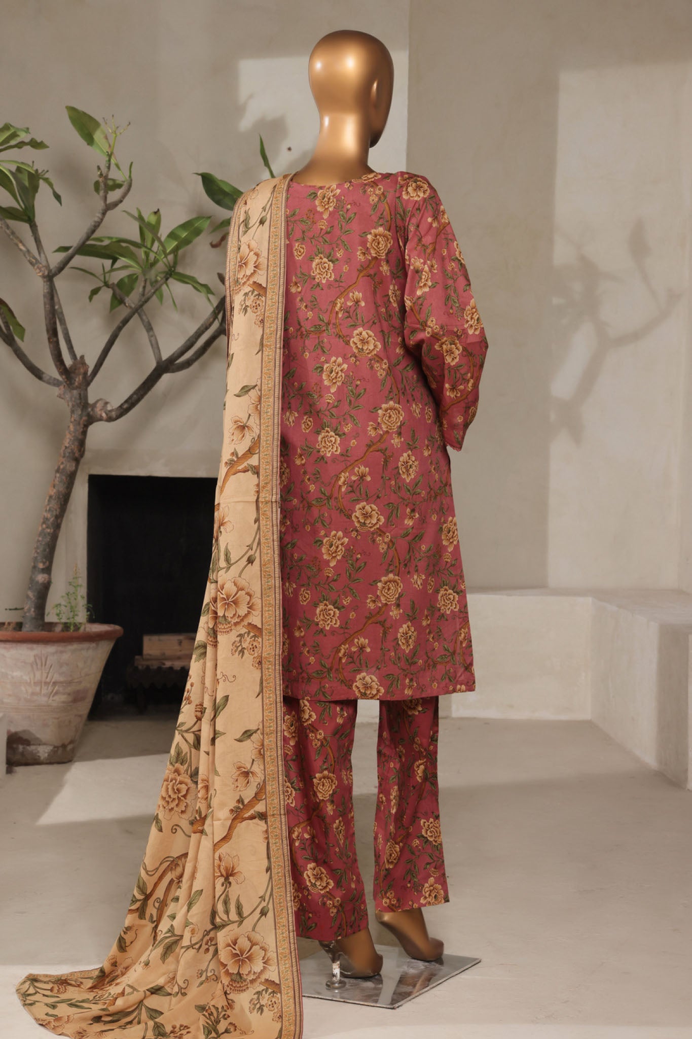 Bin Saeed Stitched 3 Piece Exclusive Printed Lawn Vol-07 Collection'2025-NSM-2209-Fuchsia