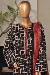 Bin Saeed Stitched 3 Piece Exclusive Printed Lawn Vol-07 Collection'2025-NSM-2211-Black