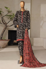 Bin Saeed Stitched 3 Piece Exclusive Printed Lawn Vol-07 Collection'2025-NSM-2211-Black