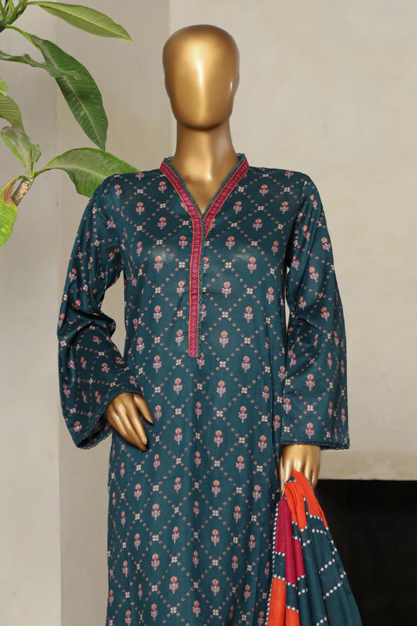 Bin Saeed Stitched 3 Piece Exclusive Printed Lawn Vol-08 Collection'2025-NSM-2216-Teal