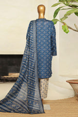 Bin Saeed Stitched 3 Piece Exclusive Printed Lawn Vol-08 Collection'2025-NSM-2217-Blue