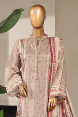 Bin Saeed Stitched 3 Piece Exclusive Printed Lawn Vol-08 Collection'2025-NSM-2219-Beige