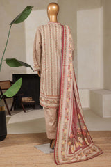 Bin Saeed Stitched 3 Piece Exclusive Printed Lawn Vol-08 Collection'2025-NSM-2219-Beige