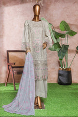 Bin Saeed Stitched 3 Piece Luxe Self & Self Collection'2025-NSM-2220-Grey