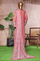 Bin Saeed Stitched 3 Piece Luxe Self & Self Collection'2025-NSM-2221-Pink