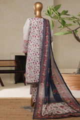 Bin Saeed Stitched 3 Piece Luxury Plain Cotton With Printed Back Vol-02 Collection'2025-NSM-2226-White