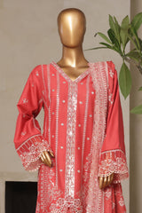 Bin Saeed Stitched 3 Piece Luxury Plain Cotton With Printed Back Vol-02 Collection'2025-NSM-2235-Rust