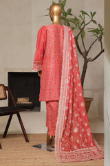 Bin Saeed Stitched 3 Piece Luxury Plain Cotton With Printed Back Vol-02 Collection'2025-NSM-2235-Rust