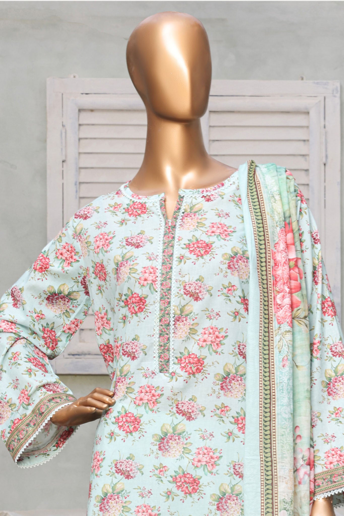 Bin Saeed Stitched 3 Piece Exc Printed Lawn Vol-03 Collection'2025-NSM-2269-Ferozi