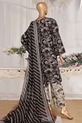 Bin Saeed Stitched 3 Piece Exc Printed Lawn Vol-03 Drop-02 Collection'2025-NSM-2320-Black