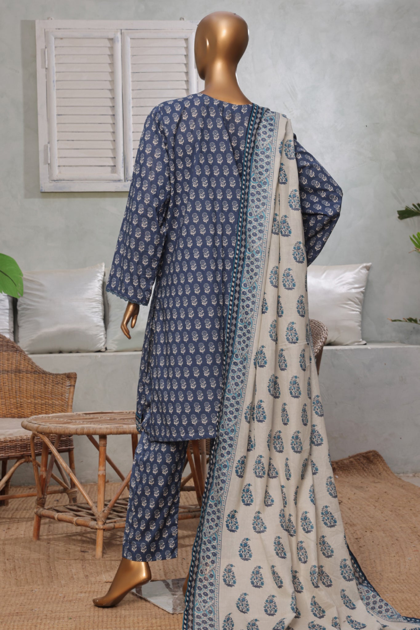Bin Saeed Stitched 3 Piece Exc Printed Lawn Vol-03 Drop-02 Collection'2025-NSM-2321-Blue