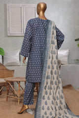 Bin Saeed Stitched 3 Piece Exc Printed Lawn Vol-03 Drop-02 Collection'2025-NSM-2321-Blue