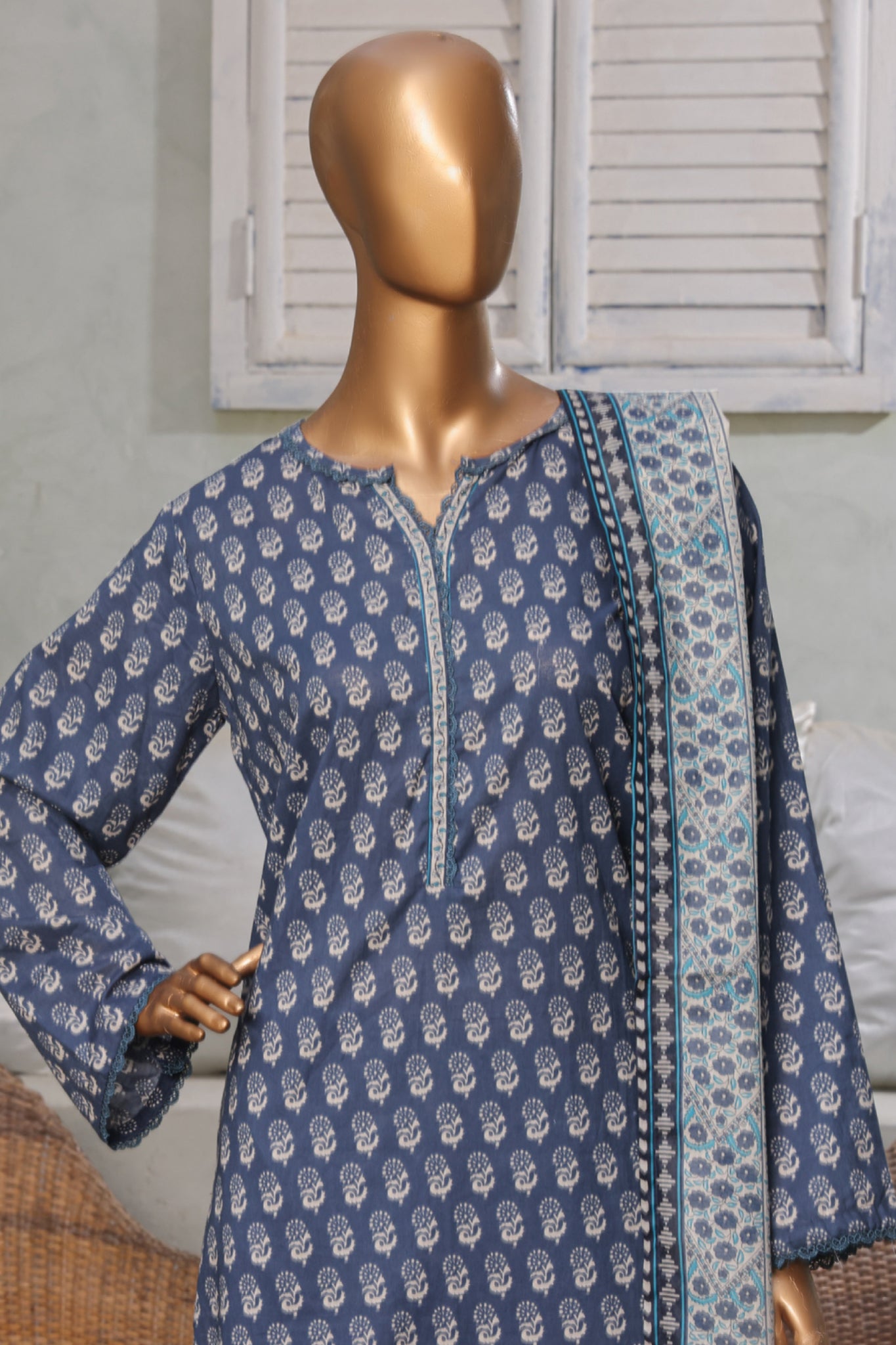 Bin Saeed Stitched 3 Piece Exc Printed Lawn Vol-03 Drop-02 Collection'2025-NSM-2321-Blue