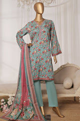 Bin Saeed Stitched 3 Piece Exc Printed Lawn Vol-03 Drop-02 Collection'2025-NSM-2323-Green