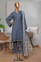 Classic Charm Modern Thread By Bin Saeed Stitched 3 Piece Lawn Collection'2025-NSM-2347-Blue