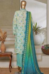 Classic Charm Modern Thread By Bin Saeed Stitched 3 Piece Lawn Collection'2025-NSM-2349-Ferozi