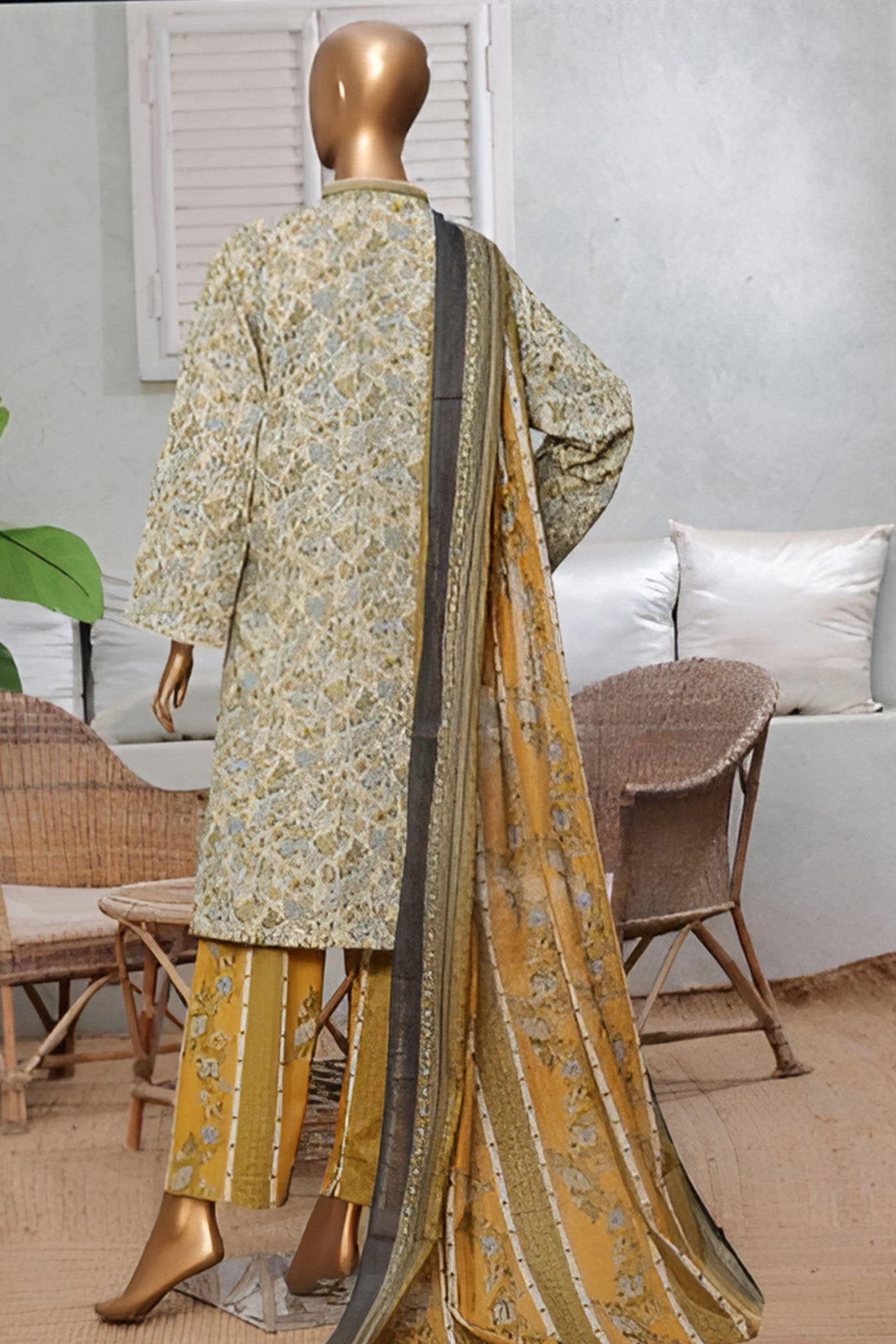 Classic Charm Modern Thread By Bin Saeed Stitched 3 Piece Lawn Collection'2025-NSM-2353-Lemon