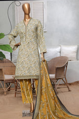 Classic Charm Modern Thread By Bin Saeed Stitched 3 Piece Lawn Collection'2025-NSM-2353-Lemon