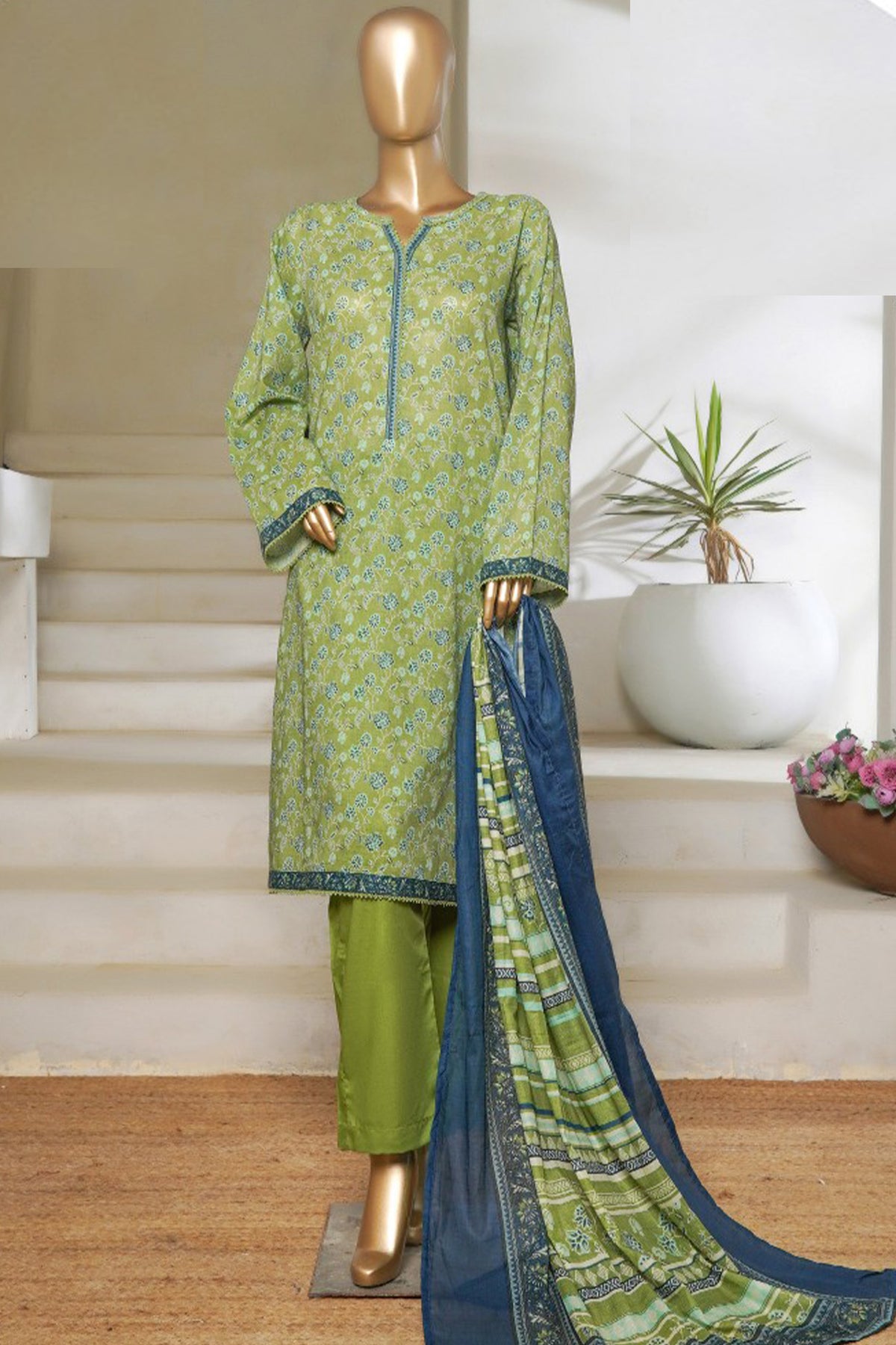 Classic Charm Modern Thread By Bin Saeed Stitched 3 Piece Lawn Collection'2025-NSM-2354-Green