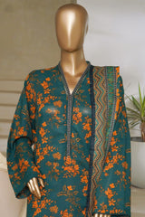Classic Charm Modern Thread By Bin Saeed Stitched 3 Piece Lawn Collection'2025-NSM-2356-Green
