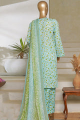 Bin Saeed Stitched 3 Piece Exc Printed Lawn Vol-05 Drop-02 Collection'2025-NSM-2363-Ferozi