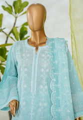 Bin Saeed Stitched 3 Piece Luxury White & White Emb Suit-NSM-2527 FEROZI