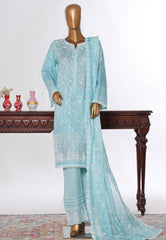 Bin Saeed Stitched 3 Piece Luxury White & White Emb Suit-NSM-2528 FEROZI