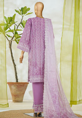 Bin Saeed Stitched 3 Piece Luxury White & White Emb Suit-NSM-2535 PURPLE