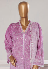 Bin Saeed Stitched 3 Piece Luxury White & White Emb Suit-NSM-2536 PURPLE