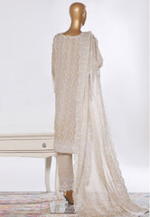Bin Saeed Stitched 3 Piece Luxury White & White Emb Suit-NSM-2538 SKIN