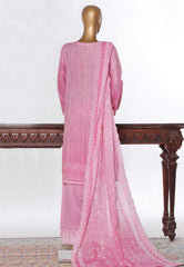 Bin Saeed Stitched 3 Piece Luxury White & White Emb Suit-NSM-2540 PINK