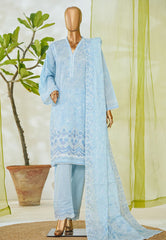 Bin Saeed Stitched 3 Piece Luxury White & White Emb Suit-NSM-2541 FEROZI