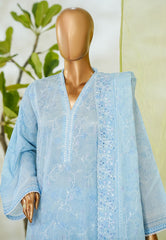 Bin Saeed Stitched 3 Piece Luxury White & White Emb Suit-NSM-2541 FEROZI