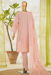 Bin Saeed Stitched 3 Piece Luxury White & White Emb Suit-NSM-2543 PEACH