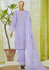 Bin Saeed Stitched 3 Piece Luxury White & White Emb Suit-NSM-2545 PURPLE